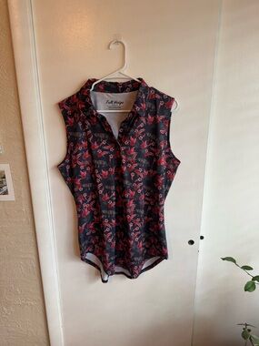 Sleeveless Floral Golf Polo